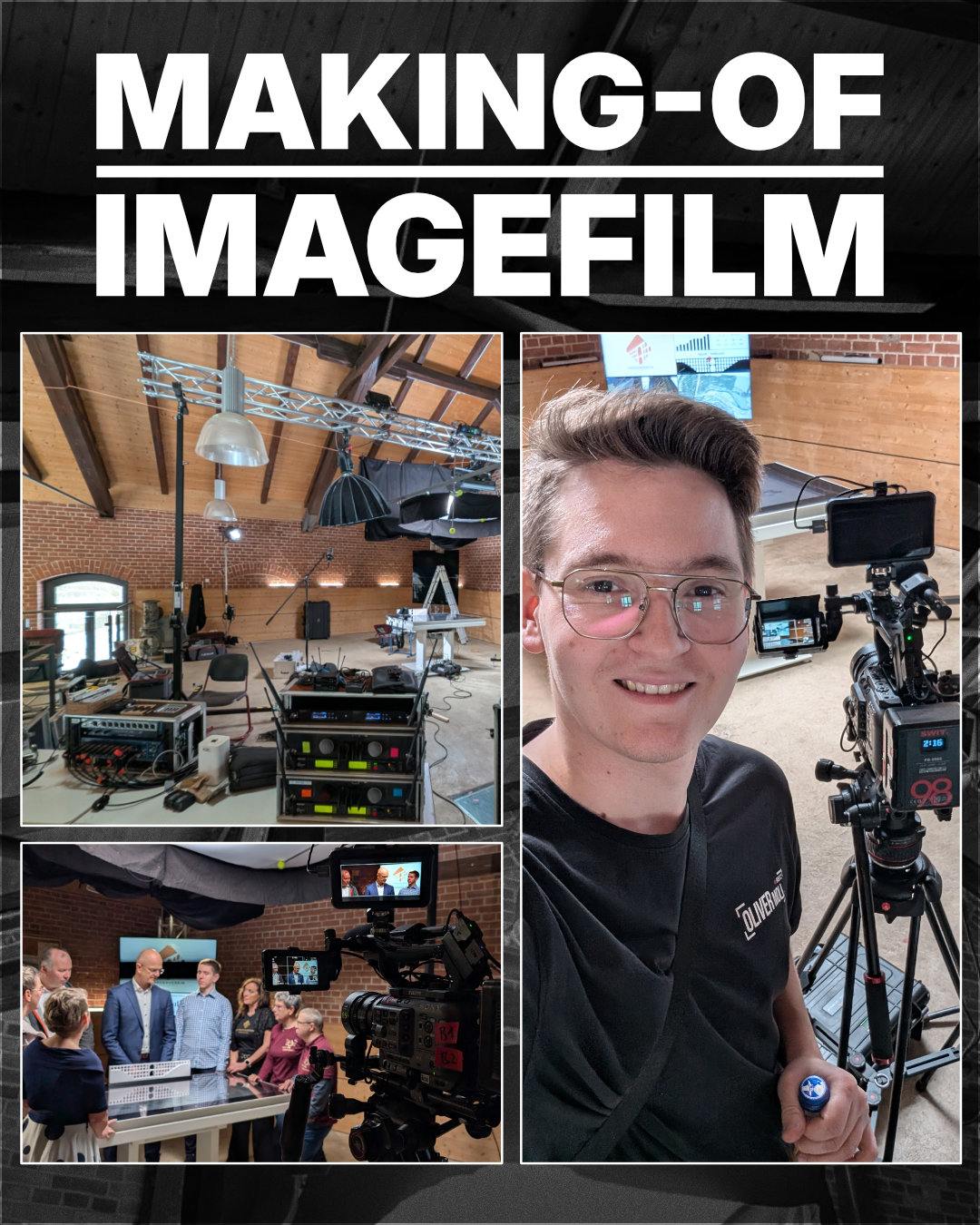 Making-of-Bild der Imagefilmproduktion Göltzschtalbrücke – Kamera- und Lichtaufbau des fiktionalen Studios vor Ort